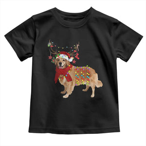 Golden Retriever Christmas Toddler T Shirt Gift for Dog Lover Happy New Year Xmas Lights TS10 Black Print Your Wear