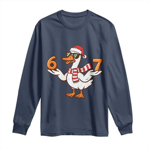 67 Christmas Silly Goose Long Sleeve Shirt 6 7 Meme Funny Six Seven Gen Alpha Slang TS10 Navy Print Your Wear
