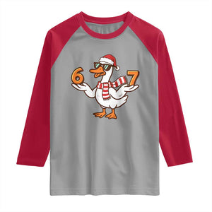 67 Christmas Silly Goose Raglan Shirt 6 7 Meme Funny Six Seven Gen Alpha Slang TS10 Sport Gray Red Print Your Wear