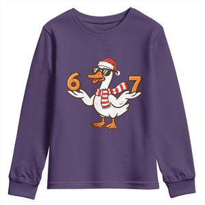 67 Christmas Silly Goose Youth Sweatshirt 6 7 Meme Funny Six Seven Gen Alpha Slang TS10 Purple Print Your Wear