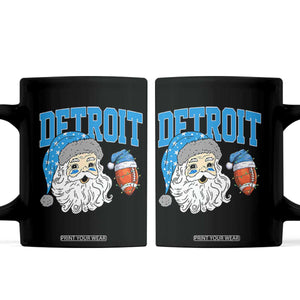 LF Football Christmas Coffee Mug Vintage Santa Claus Face Game Day Sports Fans TS10 Black Print Your Wear