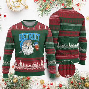LF Football Christmas Ugly Christmas Sweater Vintage Santa Claus Face Game Day Sports Fans TS10 Red Green Print Your Wear