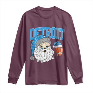 LF Football Christmas Long Sleeve Shirt Vintage Santa Claus Face Game Day Sports Fans TS10 Maroon Print Your Wear