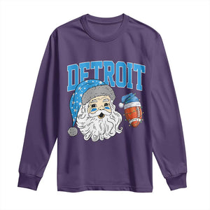 LF Football Christmas Long Sleeve Shirt Vintage Santa Claus Face Game Day Sports Fans TS10 Purple Print Your Wear