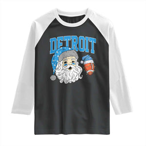 LF Football Christmas Raglan Shirt Vintage Santa Claus Face Game Day Sports Fans TS10 Black White Print Your Wear
