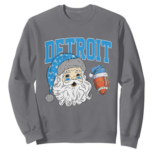 Detroit Football Christmas Sweatshirt Vintage Santa Claus Face Game Day Sports Fans TS10 Charcoal Print Your Wear