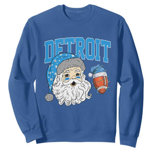 Detroit Football Christmas Sweatshirt Vintage Santa Claus Face Game Day Sports Fans TS10 Royal Blue Print Your Wear