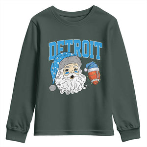 LF Football Christmas Youth Sweatshirt Vintage Santa Claus Face Game Day Sports Fans TS10 Dark Forest Green Print Your Wear