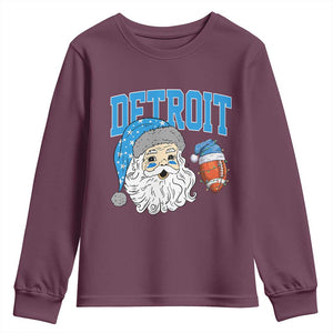 LF Football Christmas Youth Sweatshirt Vintage Santa Claus Face Game Day Sports Fans TS10 Maroon Print Your Wear