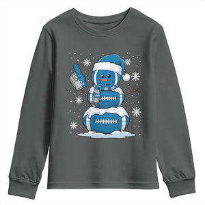 LF Christmas Snowman Youth Sweatshirt DFL Football Fan TS10 Dark Heather Print Your Wear
