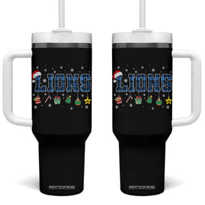 LF Christmas Tumbler With Handle Blue Plaid DFL Fans Xmas Pajamas TS10 One Size: 40 oz Black Print Your Wear