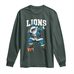 LF Christmas Long Sleeve Shirt Funny Dabbing Santa Football Lovers Game Day TS10 Dark Forest Green Print Your Wear
