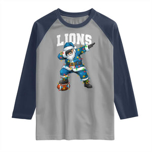 LF Christmas Raglan Shirt Funny Dabbing Santa Football Lovers Game Day TS10 Sport Gray Navy Print Your Wear