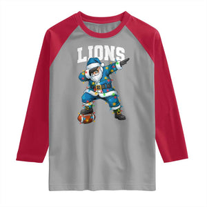 LF Christmas Raglan Shirt Funny Dabbing Santa Football Lovers Game Day TS10 Sport Gray Red Print Your Wear