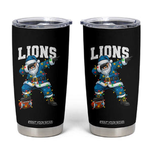 Lions Christmas Tumbler Cup Funny Dabbing Santa Football Lovers Game Day TS10 Black Print Your Wear