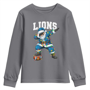 LF Christmas Youth Sweatshirt Funny Dabbing Santa Football Lovers Game Day TS10 Charcoal Print Your Wear
