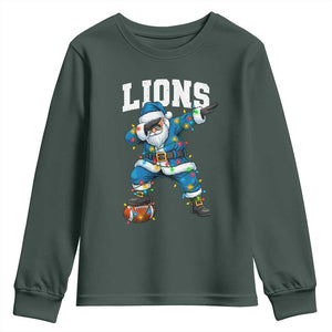 LF Christmas Youth Sweatshirt Funny Dabbing Santa Football Lovers Game Day TS10 Dark Forest Green Print Your Wear