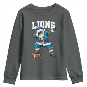 LF Christmas Youth Sweatshirt Funny Dabbing Santa Football Lovers Game Day TS10 Dark Heather Print Your Wear