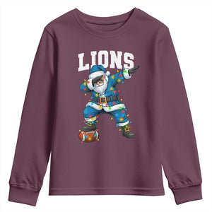 LF Christmas Youth Sweatshirt Funny Dabbing Santa Football Lovers Game Day TS10 Maroon Print Your Wear