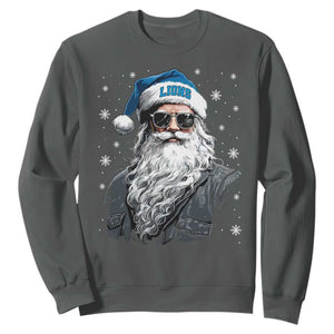 Vintage Detroit Football Christmas Sweatshirt Retro Santa Lions Fan Game Day TS10 Dark Heather Print Your Wear