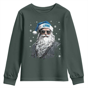 Vintage DFL Christmas Youth Sweatshirt Retro Santa Lions Fan Game Day TS10 Dark Forest Green Print Your Wear