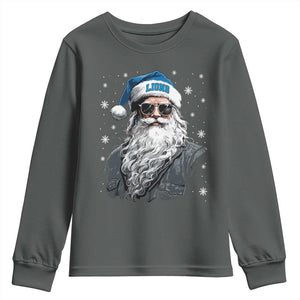 Vintage DFL Christmas Youth Sweatshirt Retro Santa Lions Fan Game Day TS10 Dark Heather Print Your Wear