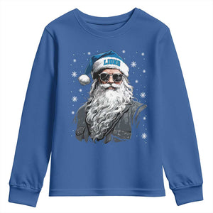 Vintage DFL Christmas Youth Sweatshirt Retro Santa Lions Fan Game Day TS10 Royal Blue Print Your Wear