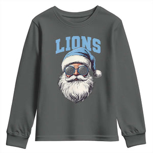 LF Football Christmas Youth Sweatshirt Vintage Santa Claus Face Game Day TS10 Dark Heather Print Your Wear