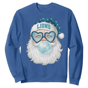 Christmas Lions Fan Sweatshirt Vintage Retro Santa Bubble Gum Game Day TS10 Royal Blue Print Your Wear