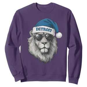 Vintage Detroit Christmas Sweatshirt Mascot Game Day Santa Hat Football Lovers TS10 Purple Print Your Wear