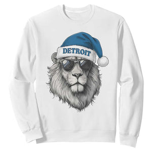 Vintage Detroit Christmas Sweatshirt Mascot Game Day Santa Hat Football Lovers TS10 White Print Your Wear