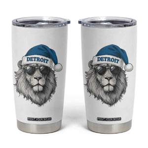 Vintage Detroit Christmas Tumbler Cup Mascot Game Day Santa Hat Football Lovers TS10 White Print Your Wear