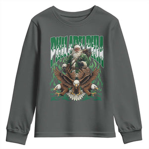 Funny Xmas Philly Youth Sweatshirt Fly Santa Fly PFE Pride TS10 Dark Heather Print Your Wear