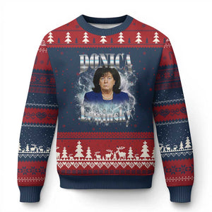 Funny Donica Lewinsky Ugly Christmas Sweater Big Beautiful Bill Clinton Bubba Trump Bootleg TS10 Navy Red Print Your Wear