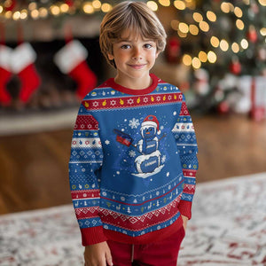Christmas BFB Football Hanukkah Ugly Sweater Vintage 90s BFB Sports Fan Football Snowman Xmas Pajamas TS10 Blue Red Print Your Wear
