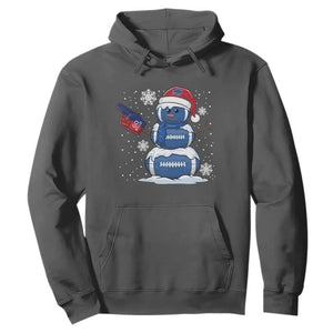 Christmas BFB Football Hoodie Vintage 90s BFB Sports Fan Football Snowman Xmas Pajamas TS10 Dark Heather Print Your Wear