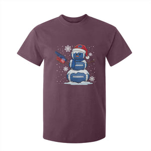 Christmas BFB Football T Shirt For Kid Vintage 90s BFB Sports Fan Football Snowman Xmas Pajamas TS10 Maroon Print Your Wear