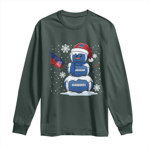 Christmas BFB Football Long Sleeve Shirt Vintage 90s BFB Sports Fan Football Snowman Xmas Pajamas TS10 Dark Forest Green Print Your Wear