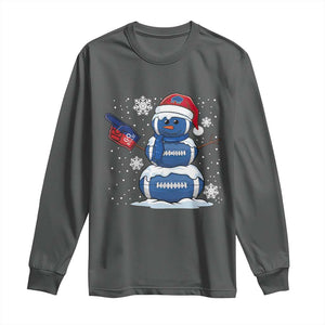 Christmas BFB Football Long Sleeve Shirt Vintage 90s BFB Sports Fan Football Snowman Xmas Pajamas TS10 Dark Heather Print Your Wear