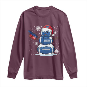 Christmas BFB Football Long Sleeve Shirt Vintage 90s BFB Sports Fan Football Snowman Xmas Pajamas TS10 Maroon Print Your Wear