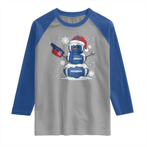 Christmas BFB Football Raglan Shirt Vintage 90s BFB Sports Fan Football Snowman Xmas Pajamas TS10 Sport Gray Royal Print Your Wear