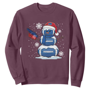 Christmas Buffalo Football Sweatshirt Vintage 90s Bill Fan Football Snowman Xmas Pajamas TS10 Maroon Print Your Wear