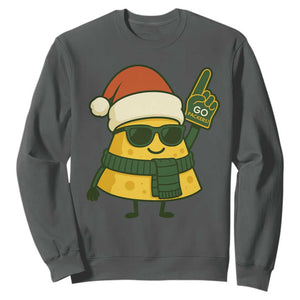 Green Bay Fan Christmas Sweatshirt Gifts for Sports Fans Santa Hat TS10 Dark Heather Print Your Wear