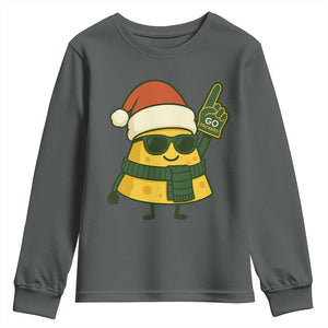 GB Fan Christmas Youth Sweatshirt Gifts for Sports Fans Santa Hat TS10 Dark Heather Print Your Wear
