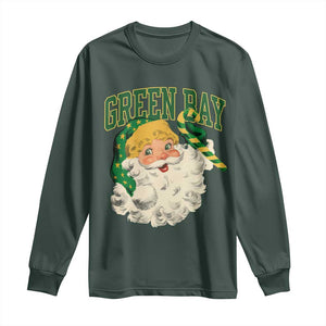 Christmas GB Fan Long Sleeve Shirt Vintage Varsity Retro Santa Claus Face Game Day TS10 Dark Forest Green Print Your Wear