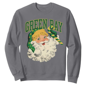 Christmas Green Bay Fan Sweatshirt Vintage Varsity Retro Santa Claus Face Game Day TS10 Charcoal Print Your Wear