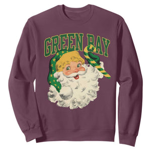 Christmas Green Bay Fan Sweatshirt Vintage Varsity Retro Santa Claus Face Game Day TS10 Maroon Print Your Wear
