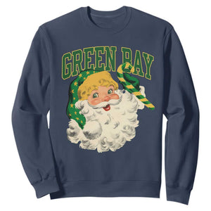 Christmas Green Bay Fan Sweatshirt Vintage Varsity Retro Santa Claus Face Game Day TS10 Navy Print Your Wear
