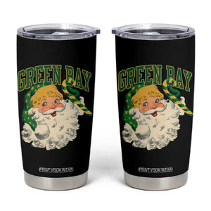 Christmas Green Bay Fan Tumbler Cup Vintage Varsity Retro Santa Claus Face Game Day TS10 Black Print Your Wear