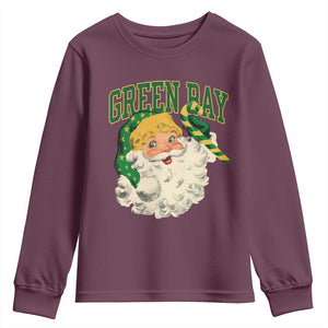 Christmas GB Fan Youth Sweatshirt Vintage Varsity Retro Santa Claus Face Game Day TS10 Maroon Print Your Wear